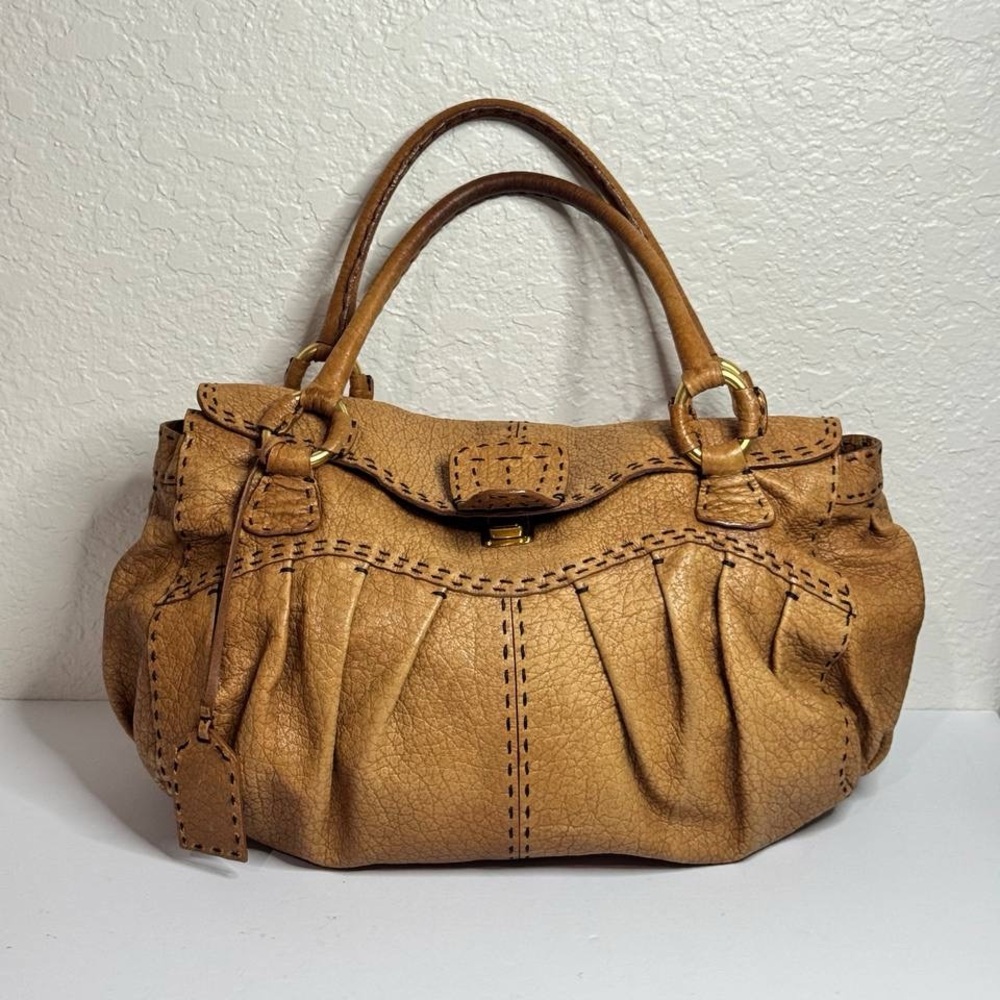 Vintage Valentino Garavani Brown Leather Handbag Satchel/Shoulder Bag
